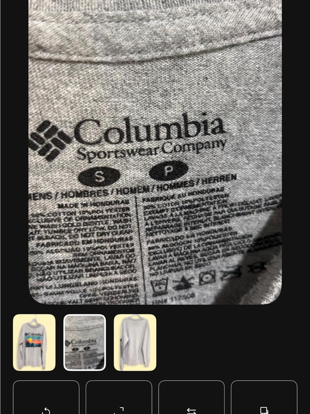Men’s Columbia Long Sleeve Graphic Tee - Gray with Sunset Graphic size small - Picture 3 of 3